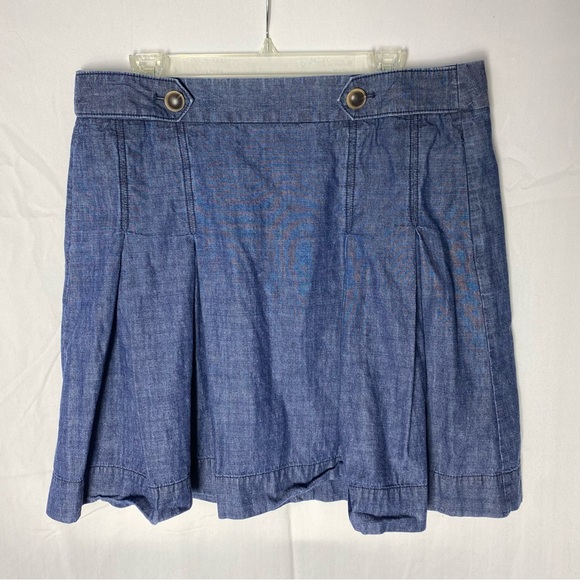 J. Crew Dresses & Skirts - J.Crew Chambray Pleated Mini Skirt Size 12- Classic Denim Look
